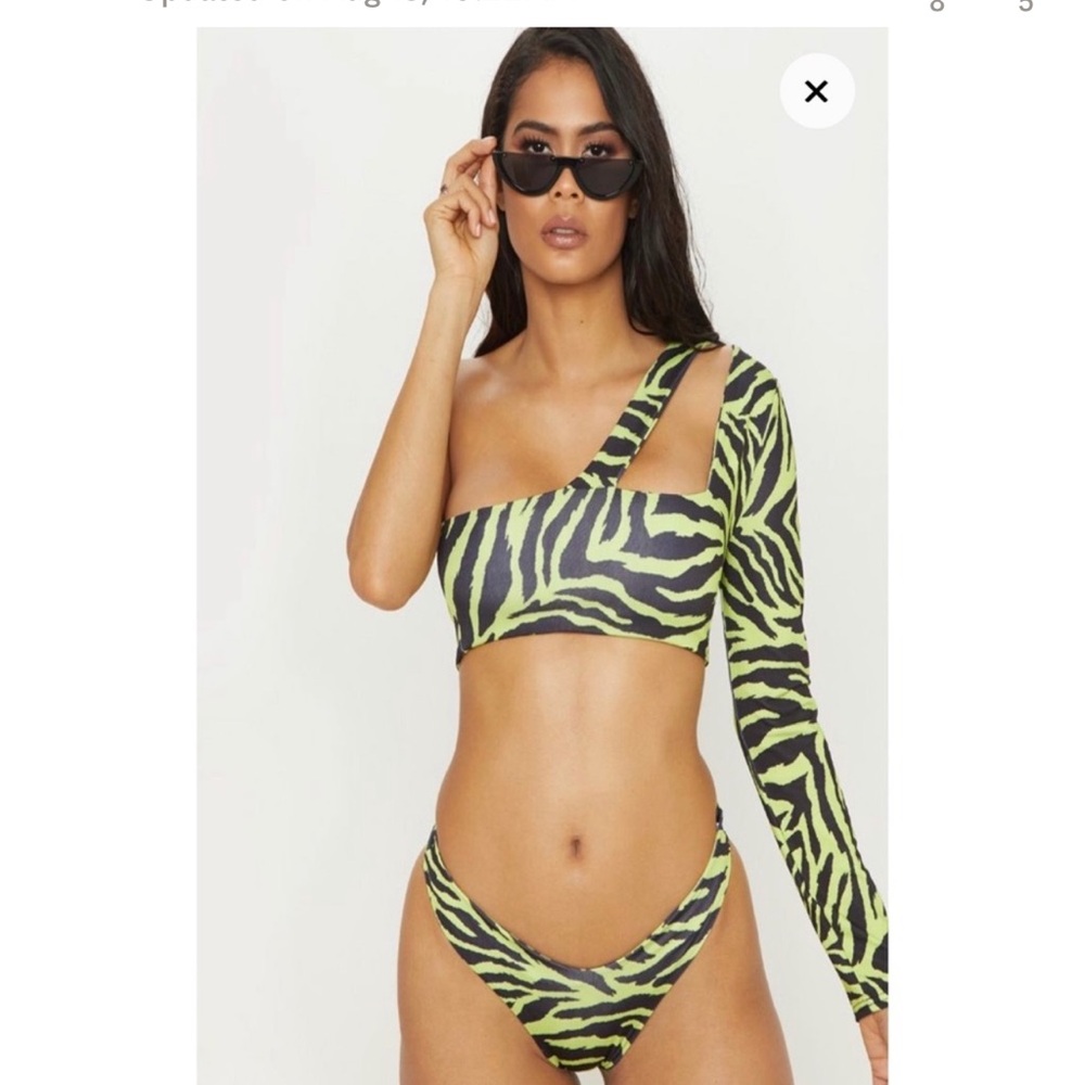 PrettyLittleThing Neon Zebra Swimsuit
